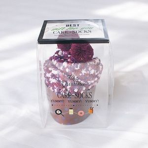 Dark Red Cozy Pom Pom Cupcake Socks